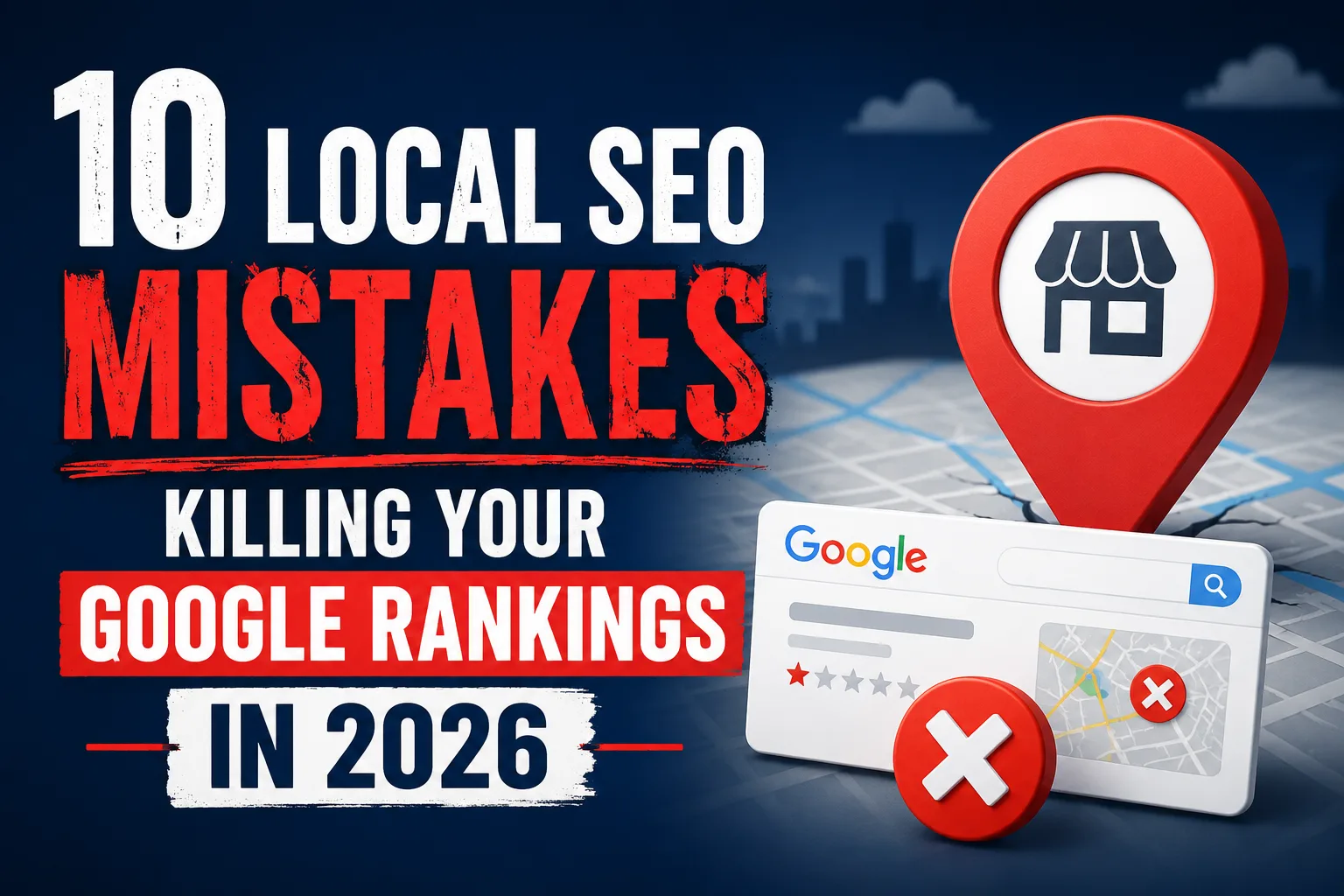 10 Local SEO Mistakes Killing Your Google Rankings in 2026 — DigiVeritaz playbook covering NAP consistency, GBP categories, photos, reviews, posts, schema markup, near-me searches, location pages, mobile speed, and local tracking
