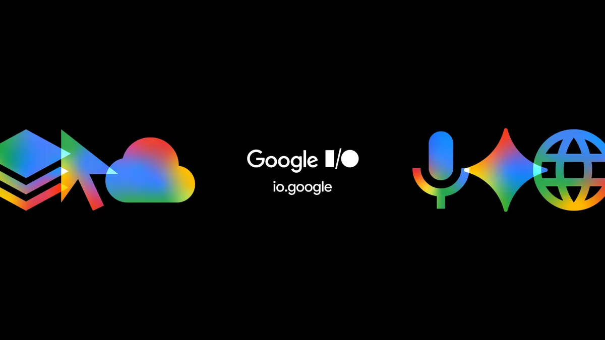 Official Google I/O 2026 keynote graphic featuring the io.google logo flanked by Gemini, Search, Cloud and YouTube product icons
