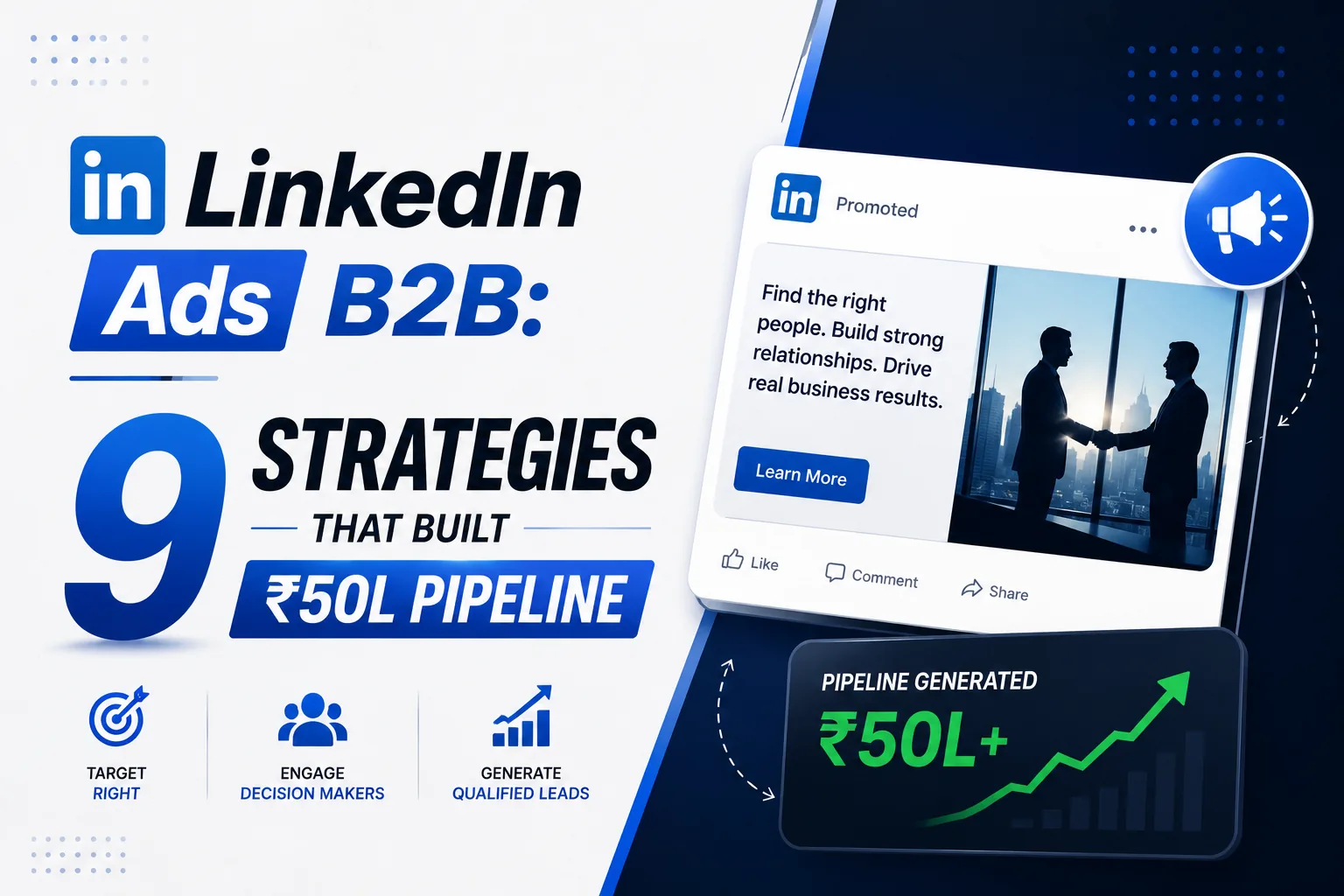 LinkedIn Ads B2B — 9 strategies that generated 50L pipeline covering Document Ads, layered targeting, Conversation Ads, ABM matched audiences, Lead Gen Forms, 3-stage funnel, manual bidding, retargeting and pipeline measurement — DigiVeritaz playbook