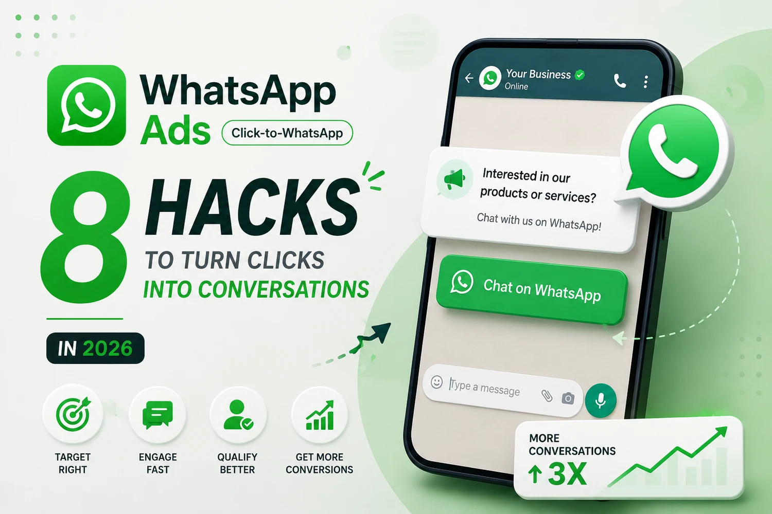 Click-to-WhatsApp ads — a WhatsApp business chat opening from an ad, with 3x more conversations — DigiVeritaz