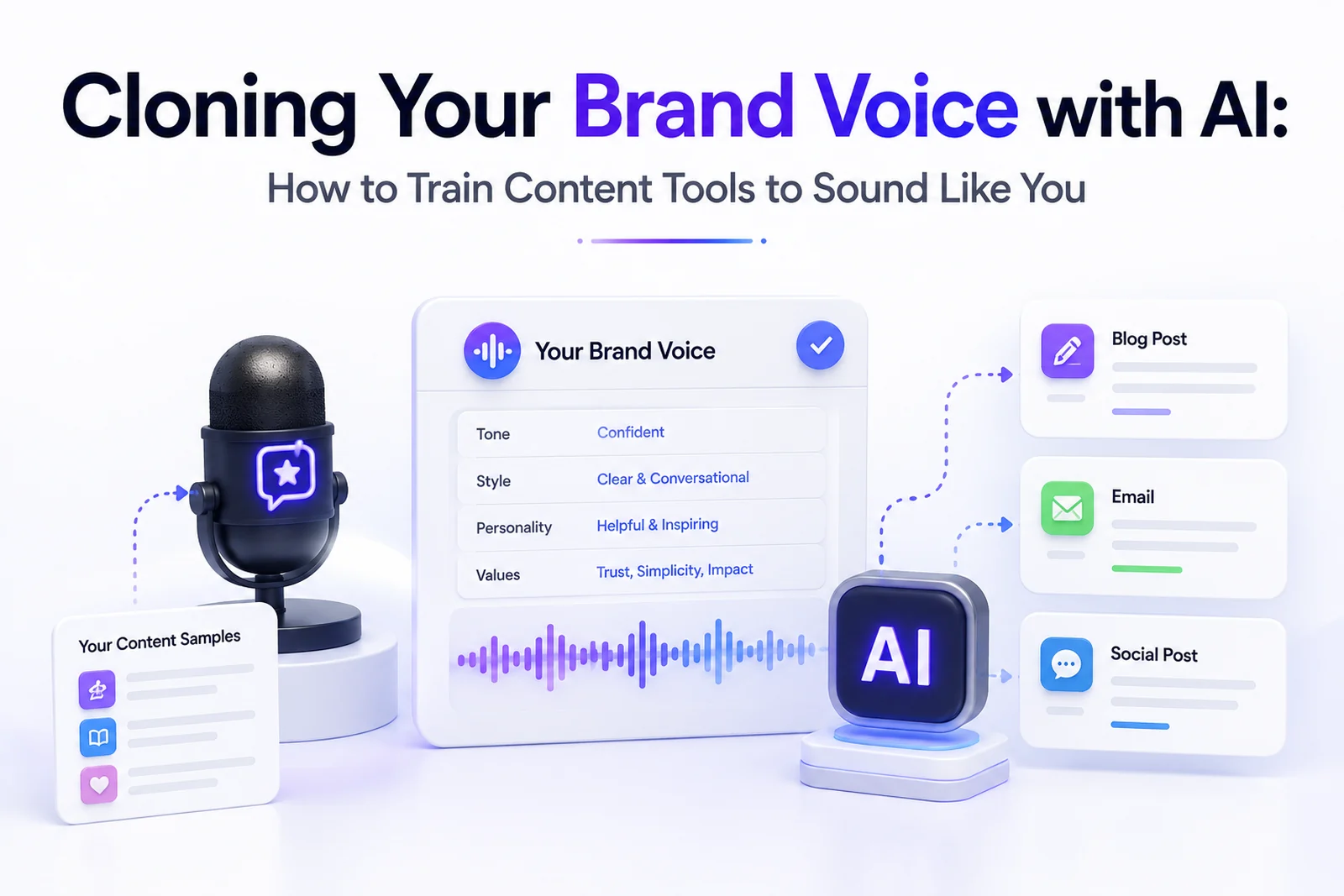 Cloning your brand voice with AI — content samples training an AI to write blog, email and social posts in your voice — DigiVeritaz