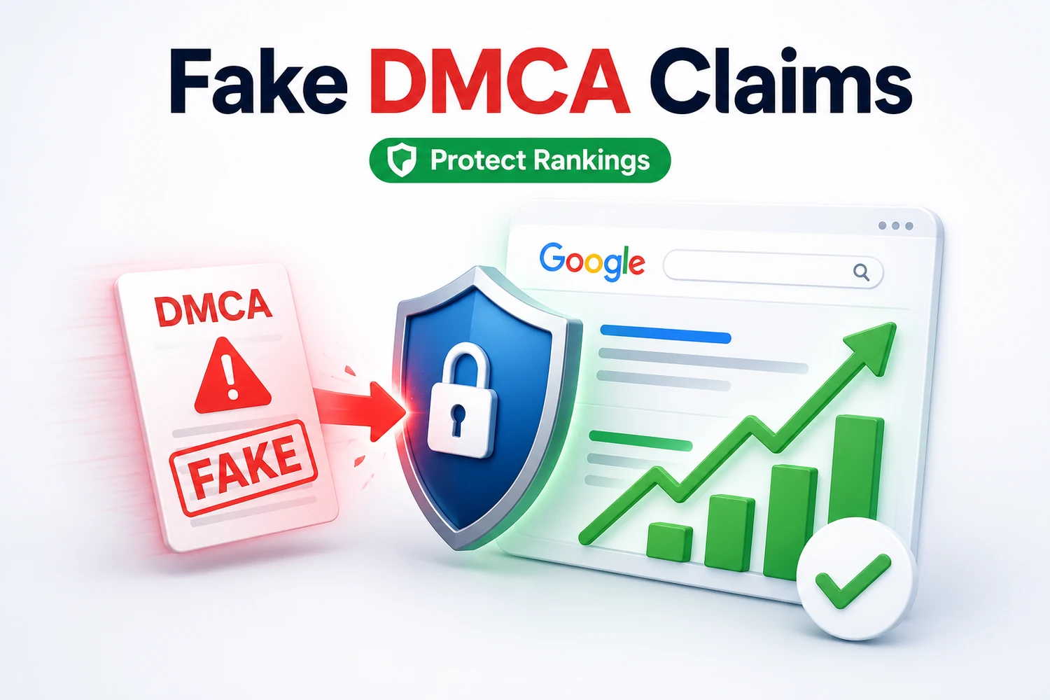 Fake DMCA claims — a fraudulent takedown notice deflected by a shield while Google rankings keep climbing — DigiVeritaz